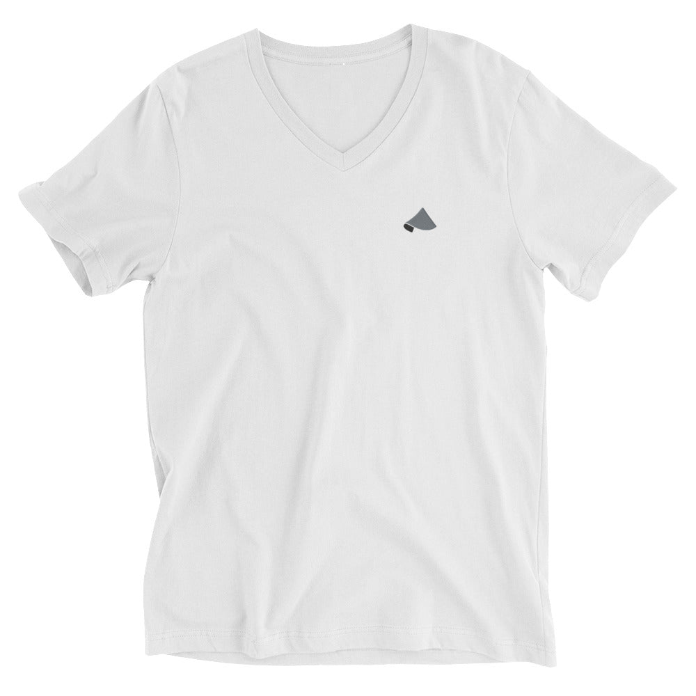 Unisex V-Neck Tee | Embroidered Dark Logo